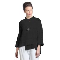 IC Collection Soft Knit Asymmetric Jacket In Black – 2643J-BLK ...