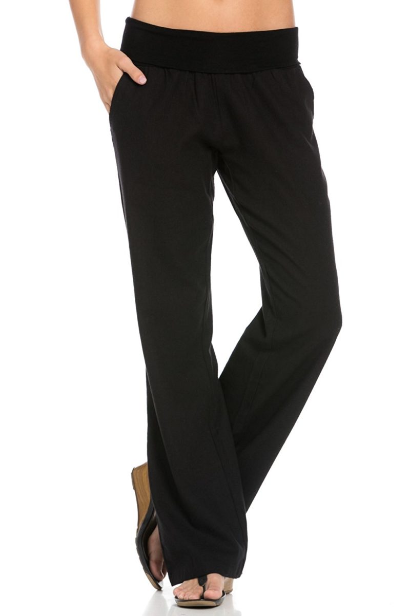Poplooks Women’s Comfy Fold Over Linen Pants – Shop2online best woman's ...