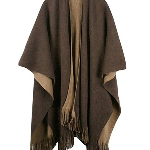 SNLMY Women's Winter Knitted Cashmere Poncho Capes Shawl Cardigans ...