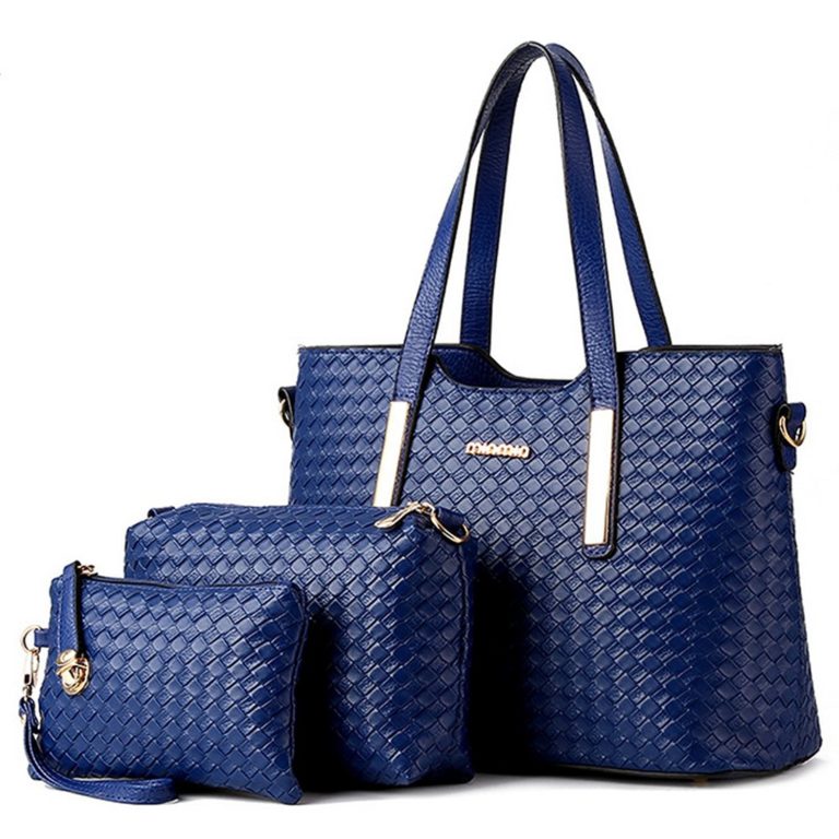 Vincico174;Women 3 Piece Tote Bag Pu Leather Weave Handbag Shoulder ...