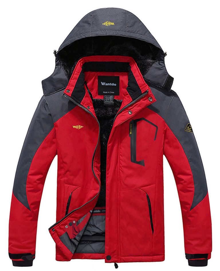 Wantdo Men’s Mountain Waterproof Fleece Ski Jacket Windproof Rain ...