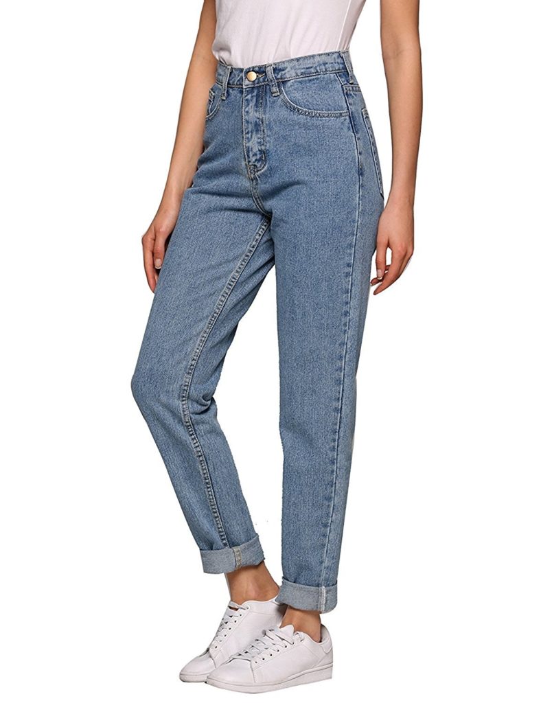 Evensleaves Women’s Jeans, High Waist Solid Vintage Straight-Leg Denim ...