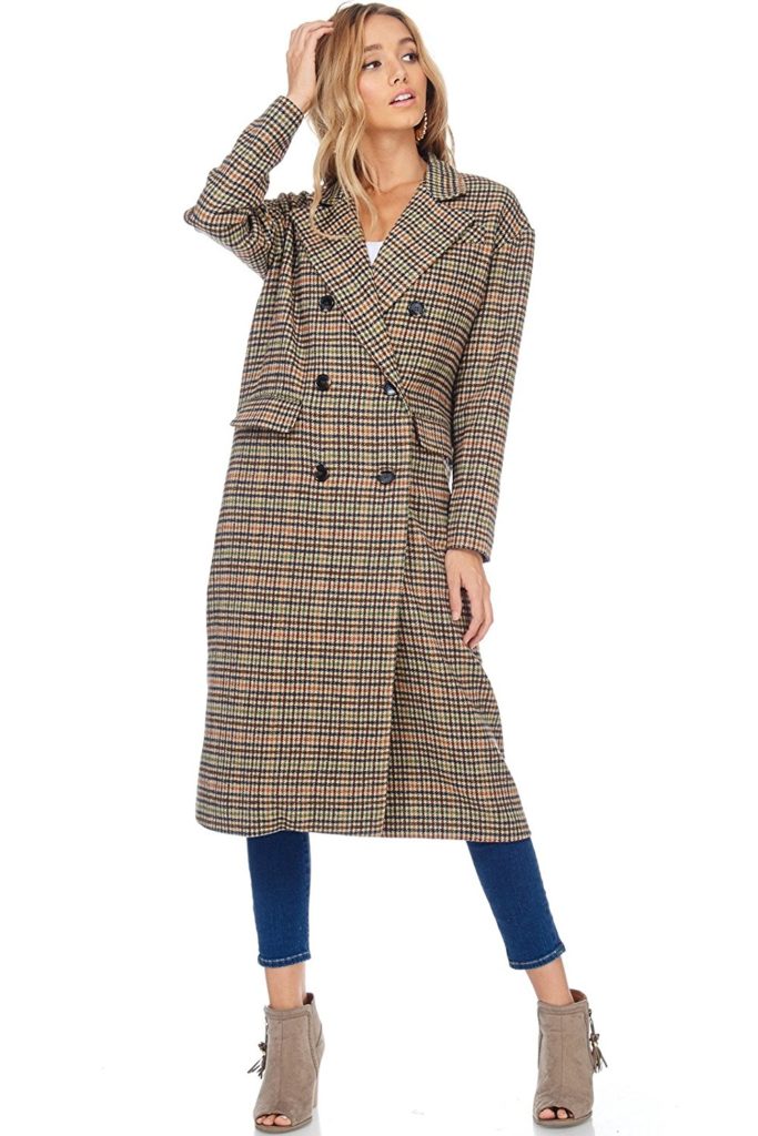Alexander + David A+D Womens Casual Double Breasted Plaid Winter Trench ...