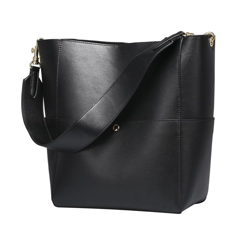 S-ZONE Women's Fashion Vintage Leather Bucket Tote Shoulder Bag Handbag ...