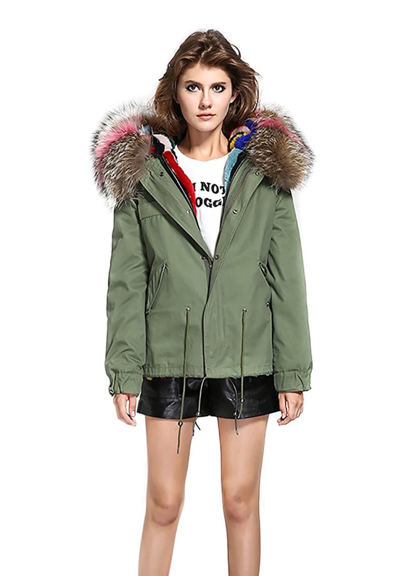 S.ROMZA Women Thick Real Rabbit Fur Parka Hooded Coat Winter Jacket ...