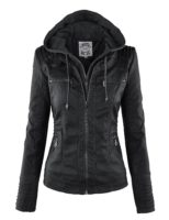 MBJ Womens Faux Leather Motorcycle Jacket with Hoodie – Shop2online ...