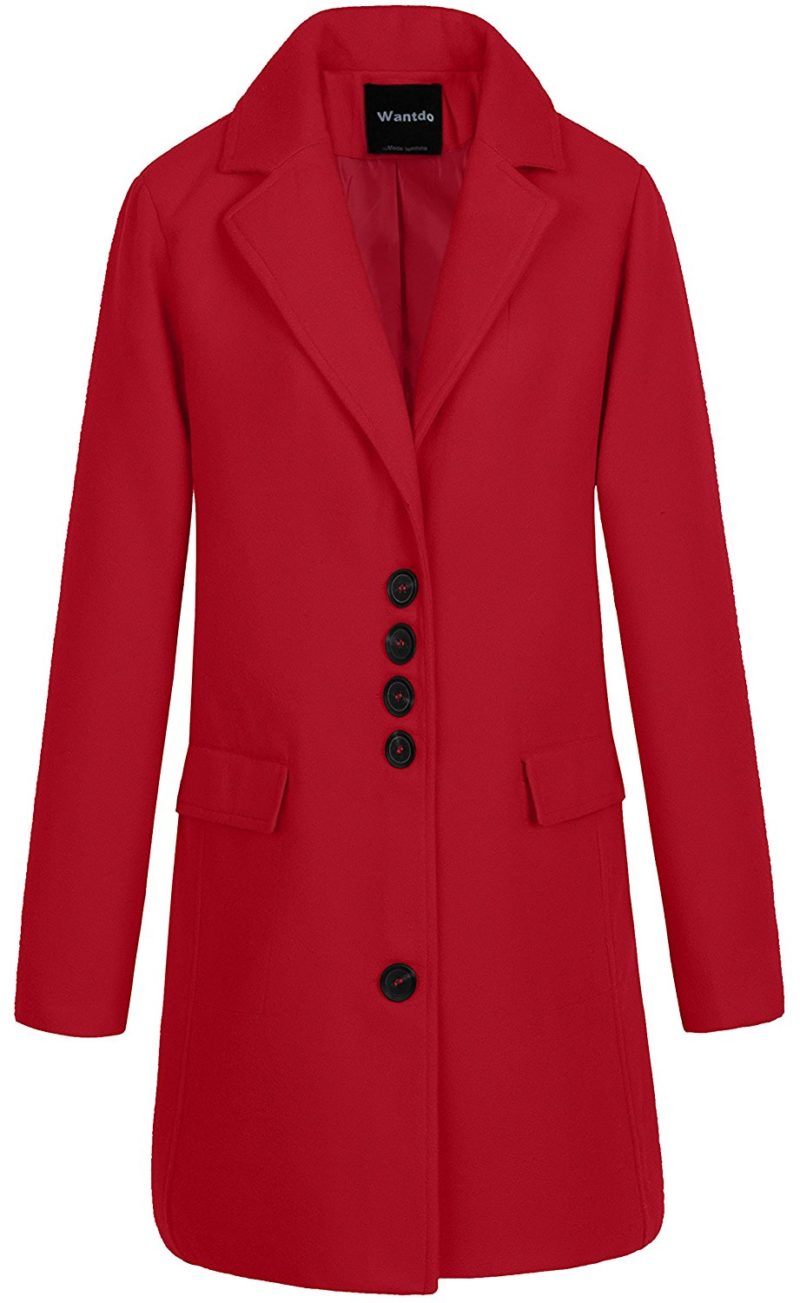 Wantdo Women’s Single Breasted Solid Color Classic Pea Coat ...