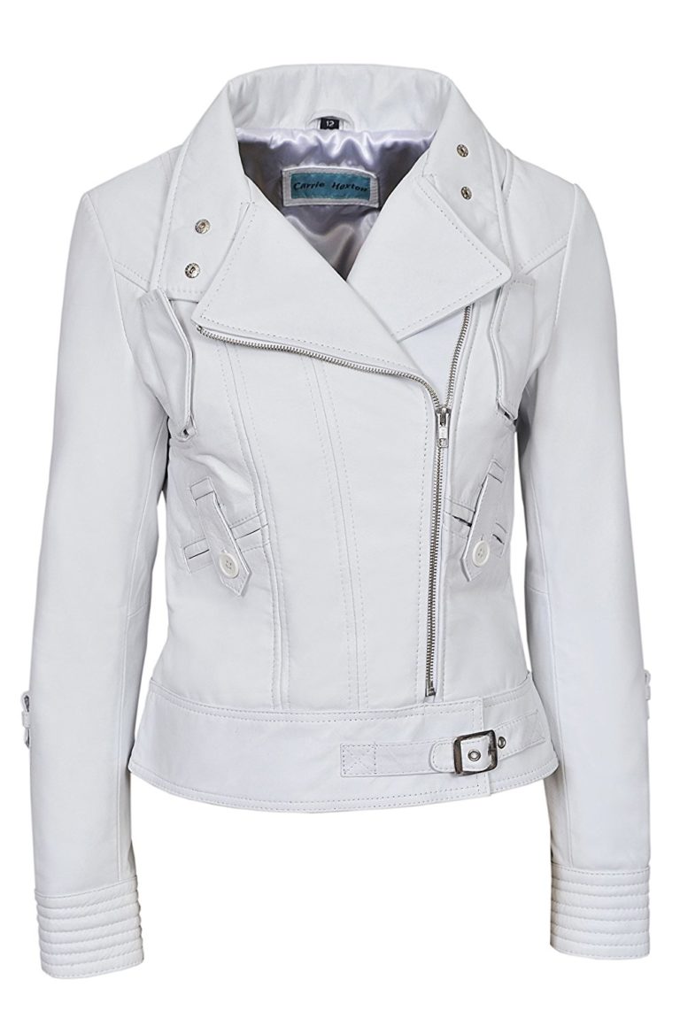 SUPERMODEL Ladies White Biker Style Designer Real Nappa Italian Leather ...