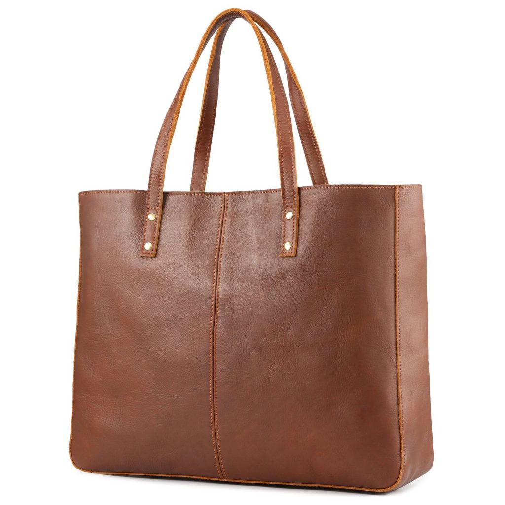 Kattee Vintage Cowhide Leather Tote Bag Large Handbag (Brown ...