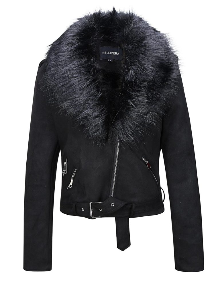 Bellivera Womens Faux Fur Collar Leather Short Jacket – Shop2online ...