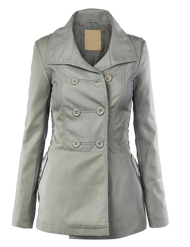 Made By Johnny MBJ Womens Medium Length Faux Leather Coat Jacket ...