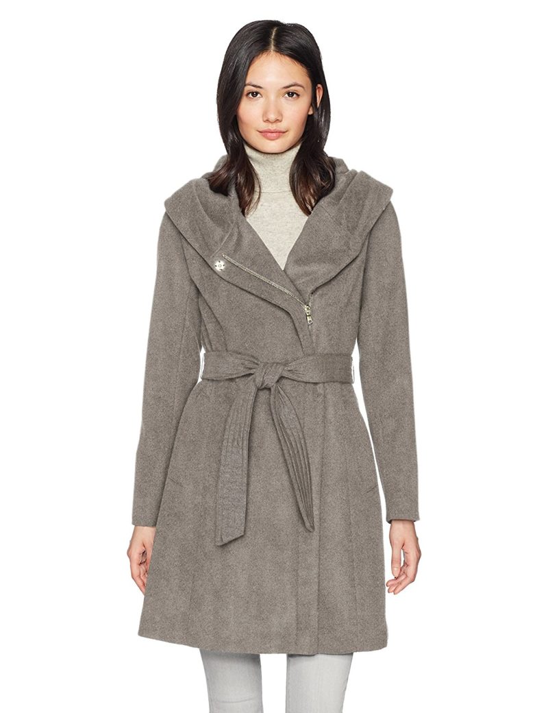 Cole Haan Women's Belted Asymmetrical Wool Coat With Oversized Hood ...