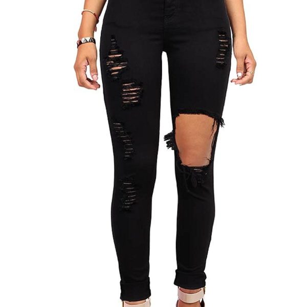 Vibrant Women's Juniors Ripped New High Rise Skinny Jeans - Shop2online ...