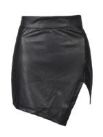 Choies Women’s Black Cut Out Mid Waist Asymmetric Hem PU Mini Skirt ...