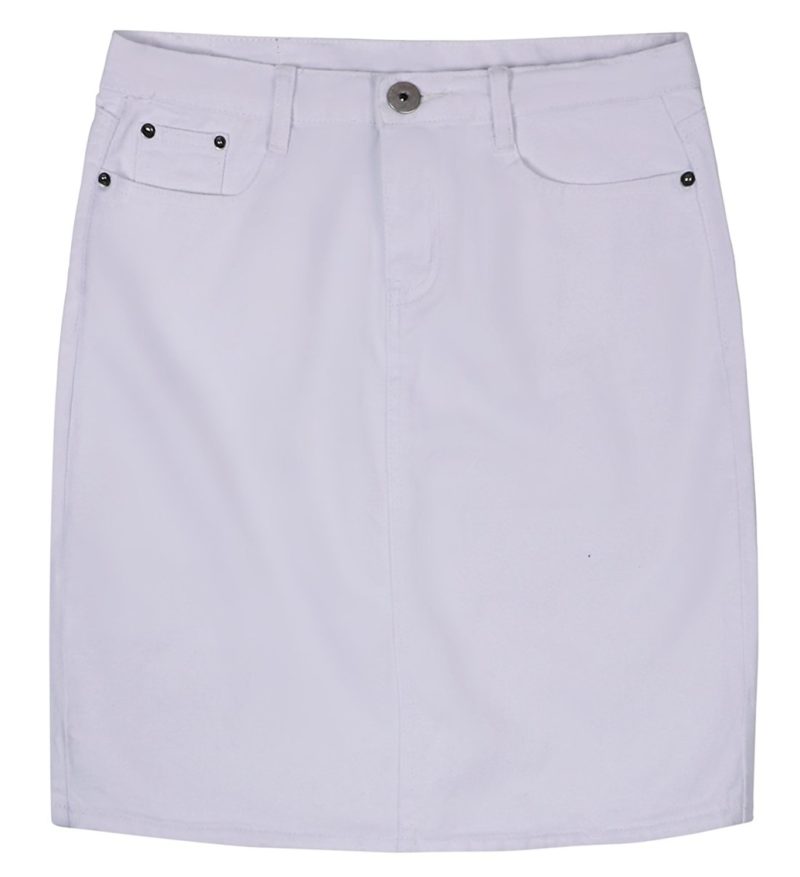 Chouyatou Women’s Basic Five-Pocket Rugged Wear Denim Skirt With Slit ...