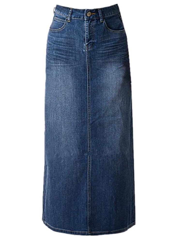Women’s Maxi Pencil Jean Skirt- High Waisted A-Line Long Denim Skirts ...
