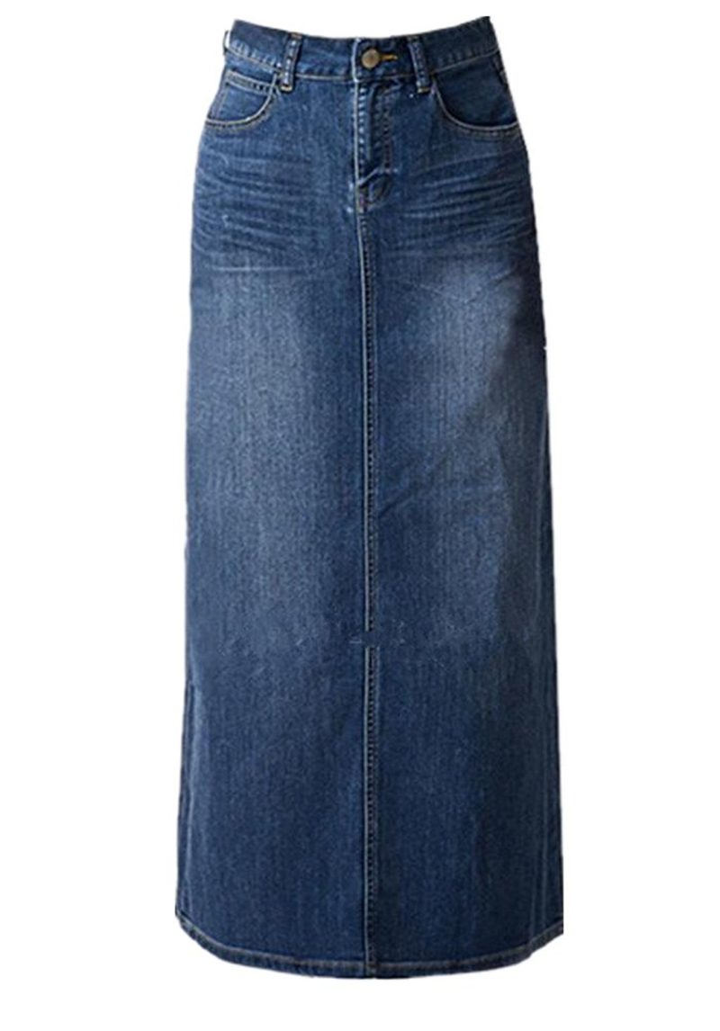 Women's Maxi Pencil Jean Skirt- High Waisted A-Line Long Denim Skirts