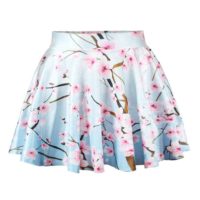 Jiayiqi Women Fashion Printed Casual Skirt Stretchy Flared Pleated Mini ...
