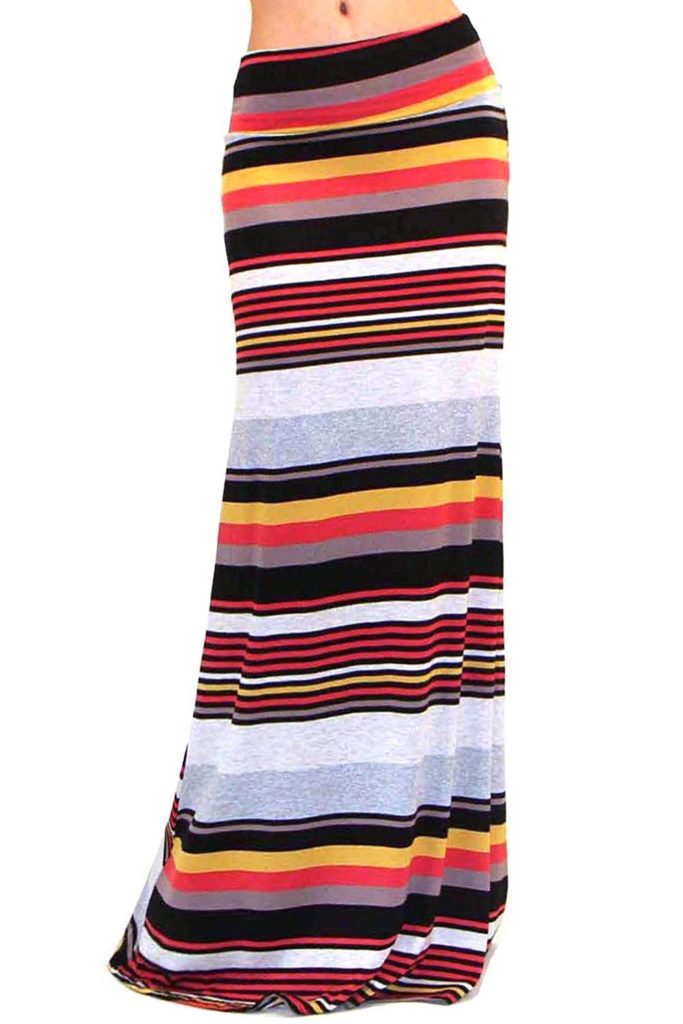Vivicastle Women’s Asymmetric Striped Fold Over Waist Long Maxi Skirt ...