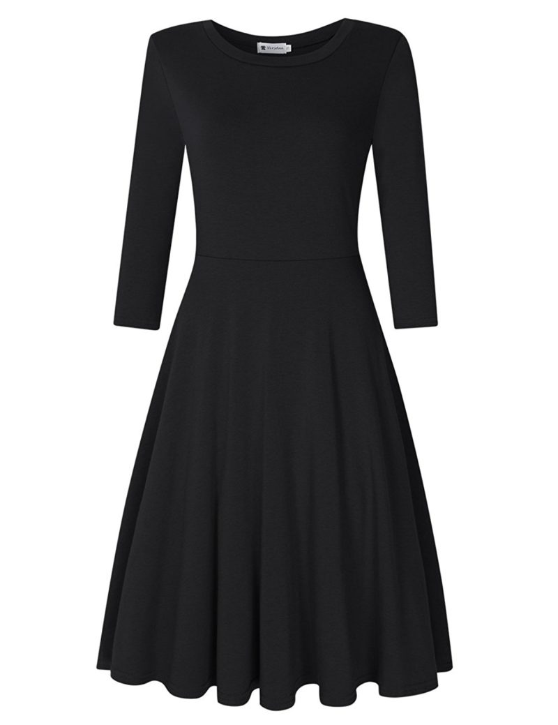 VeryAnn Women's Solid Fit and Flare Dress A Line Swing Dress ...