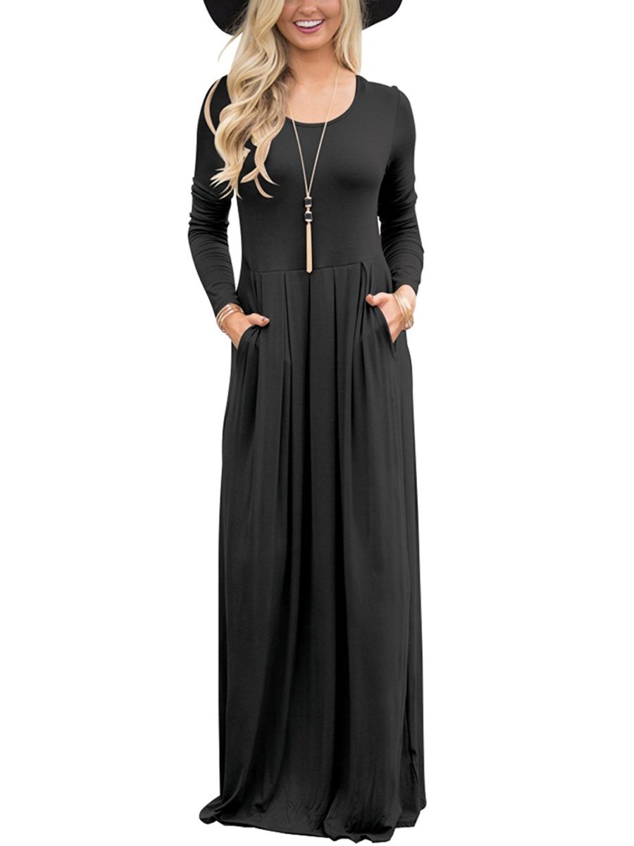 Beluring Womens Maxi Dress Pleated Dresses Elegant Party Casual ...
