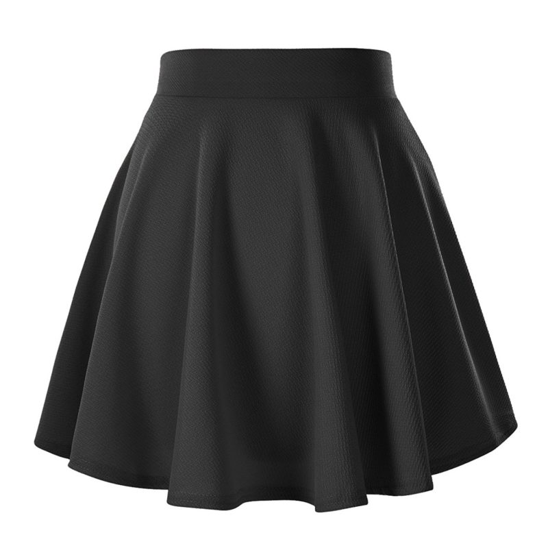 Women’s Basic Versatile Stretchy Flared Casual Mini Skater Skirt ...