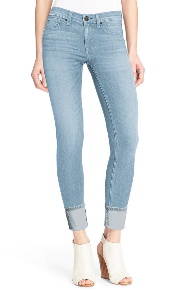 HyBrid & Company Women's Super Stretchy Deep Cuff/Capri Denim Jeans ...