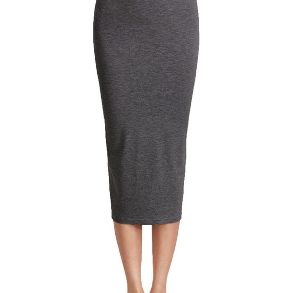 MakeMeChic Women's Solid Basic Below Knee Stretchy Pencil Skirt ...