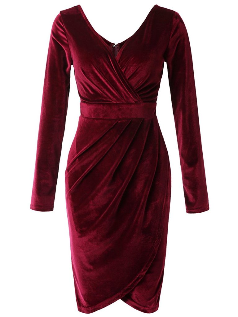 JayJay Women Sexy Faux Wrap Long Sleeve Velvet Mini Dress – Shop2online ...