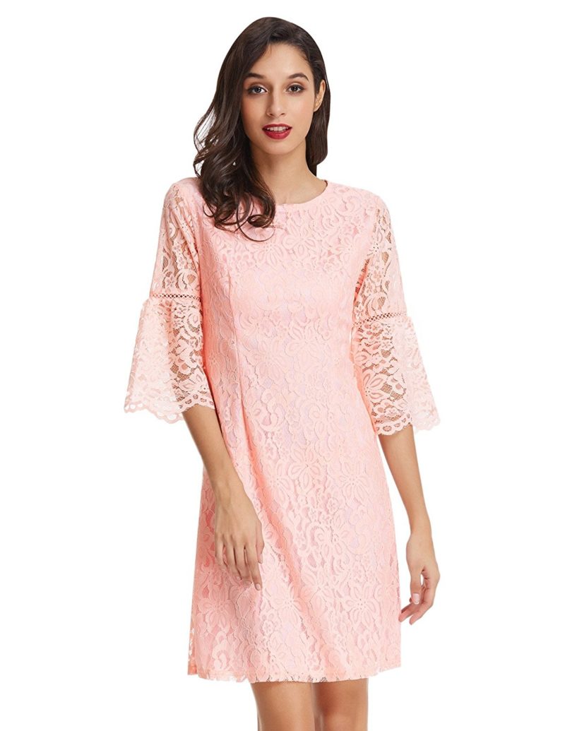 GRACE KARIN Women's 3/4 Sleeve Floral Lace A-Line Cocktail Party Dress ...