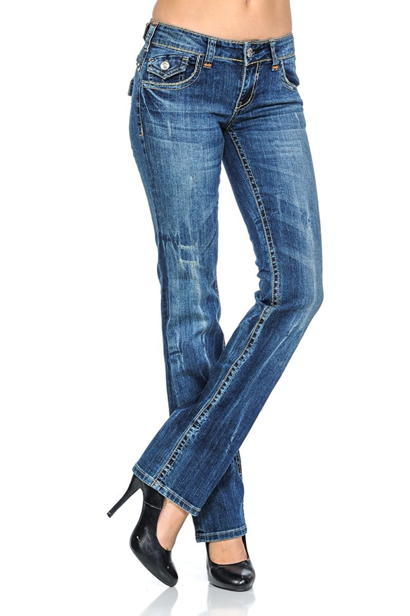 VIRGIN ONLY Women's Slim Fit Stretch Denim Straight Leg Jeans ...