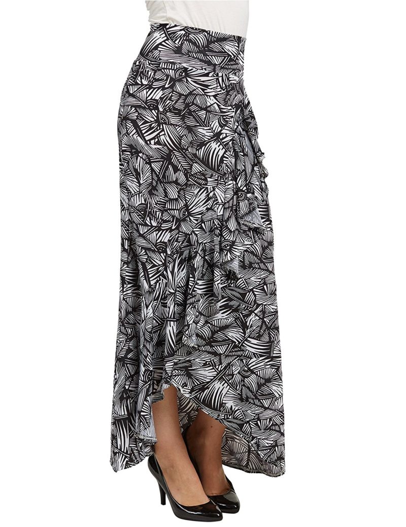 Lock and Love LL Womens Wrapped High Low Ruffle Maxi Skirt – Made In ...