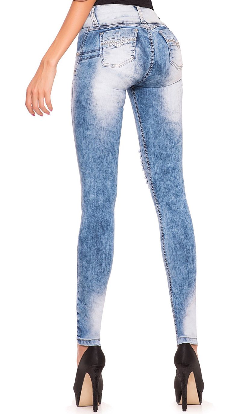 Laty Rose Distressed Butt Lifting Ripped Mid Rise Colombian Jeans ...