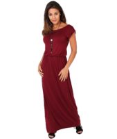 KRISP Womens Casual Short Sleeve Loose Long Elastic Solid Maxi Dress ...