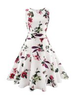 ARANEE Vintage Classy Floral Sleeveless Party Picnic Party Cocktail ...