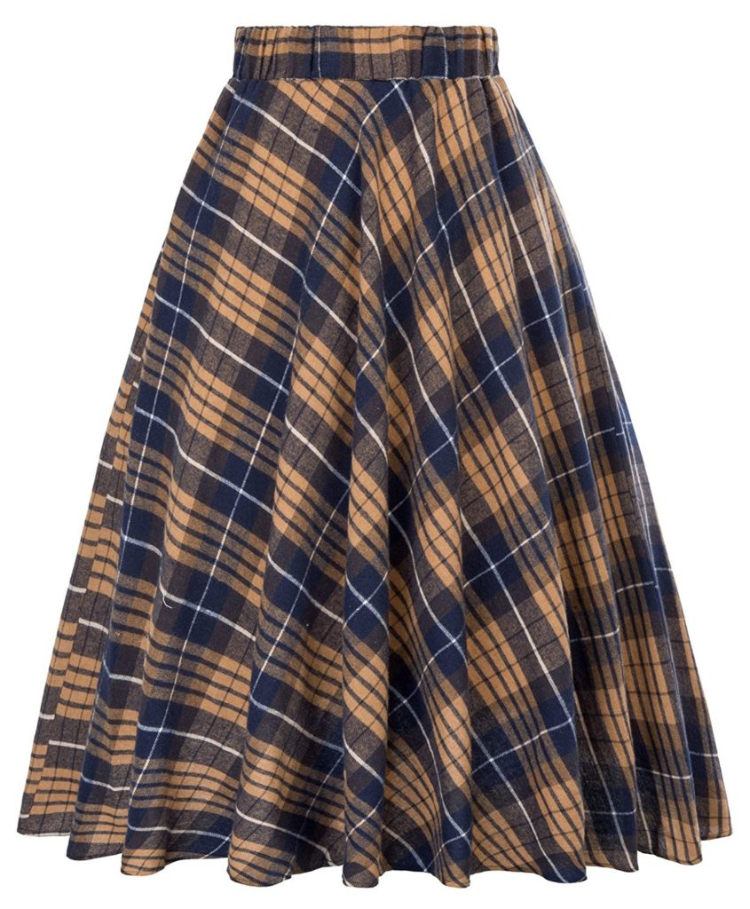 Kate Kasin Women’s A-Line Vintage Skirt Grid Pattern Plaid KK633/KK495 ...