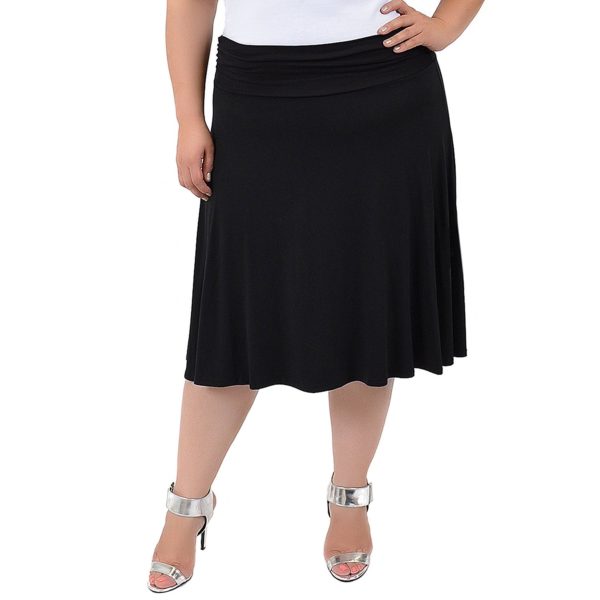 Stretch is Comfort Women's Plus Size Knee Length Flowy Skirt ...