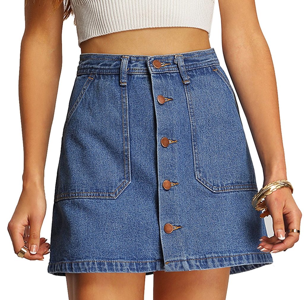 SheIn Women’s Button Front Denim A-Line Short Skirt – Shop2online best ...