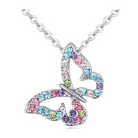 White Gold Plated Butterfly Multi-color Swarovski Elements Austraina ...